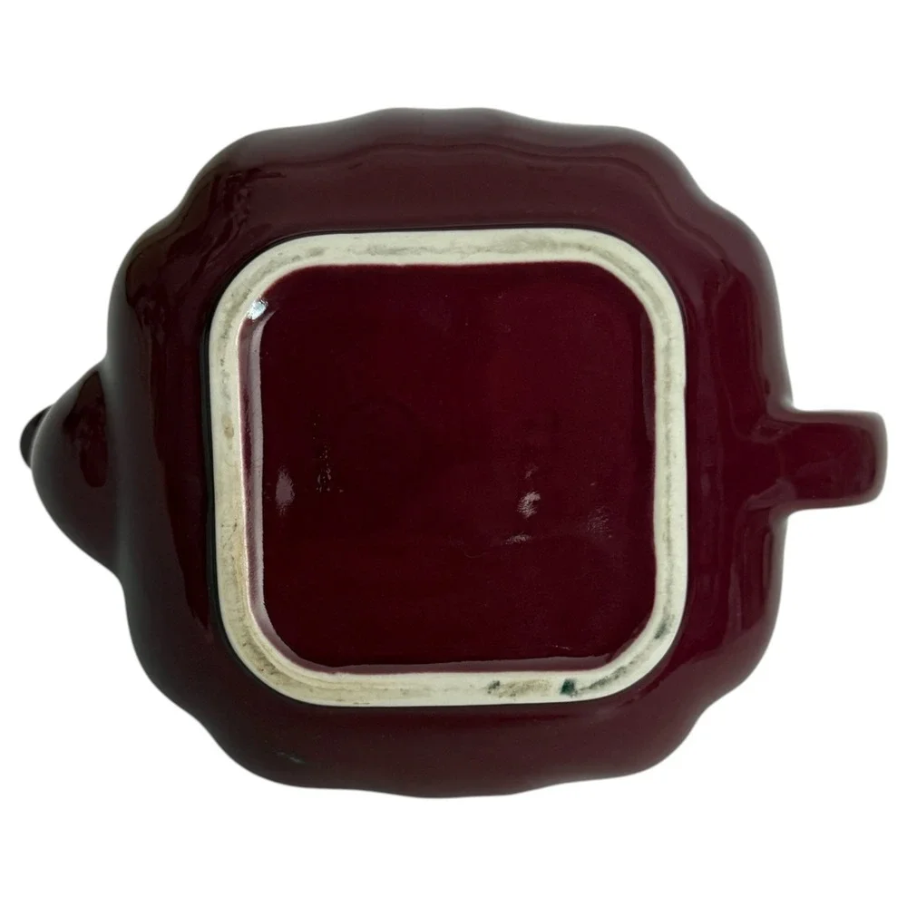 Vintage Hall Baltimore Teapot Ceramic Burgundy Maroon Red Art Deco Made in USA